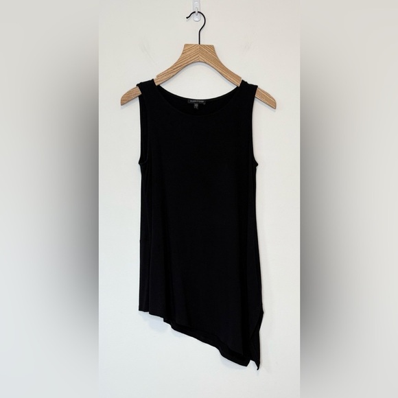 Eileen Fisher Black Asymmetrical Stretch Jersey tank , size : XS - Picture 2 of 7